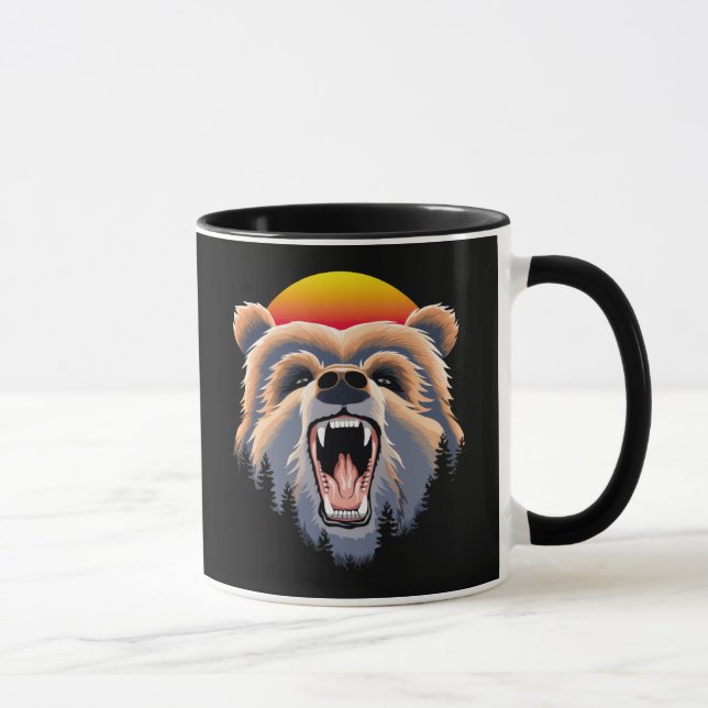 Roaring Grizzly Bear Face Mug (Right)