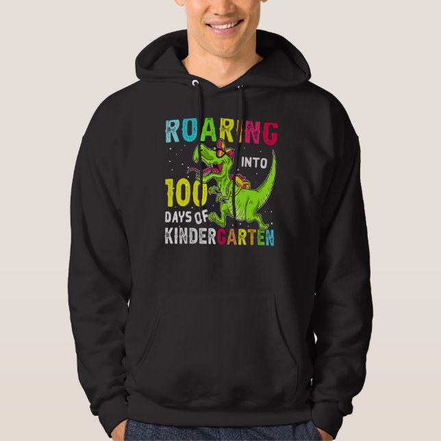 Roaring Into 100 Days Kindergarten Hoodie (Front)