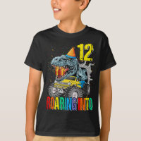 Roaring Into 12th Birthday Monster Truck Dinosaur