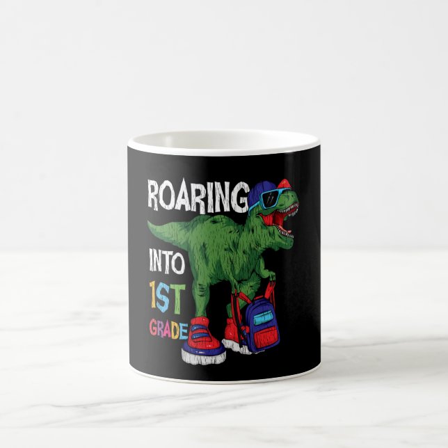 Roaring Into 1st Grade Dinosaur Back To School Kid Coffee Mug (Center)