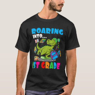 Roaring Into 1st Grade Dinosaur Kids Back To Schoo T-Shirt