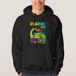Roaring Into 2nd Grade Dinosaur Back To School Boy Hoodie