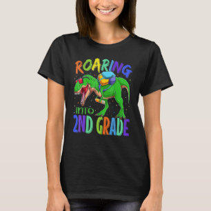 Roaring Into 2nd Grade Dinosaur Backpack Back To S T-Shirt