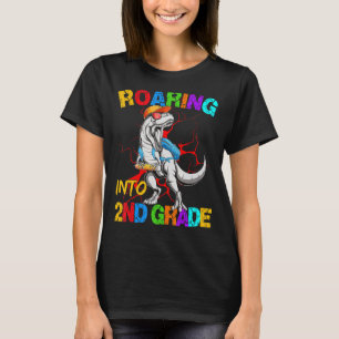 Roaring Into 2nd Grade Rex Dinosaur Back To School T-Shirt