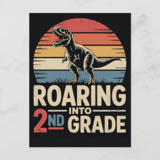 Roaring into 2nd grade tshirt 2026  holiday postcard