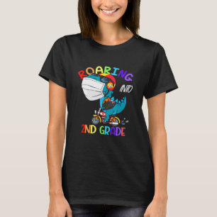 Roaring Into 2nd Second Grade Dinosaur Face Mask B T-Shirt