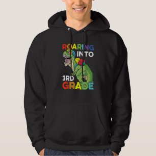 Roaring Into 3rd Grade Back To School Dinosaur Kid Hoodie