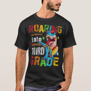 Roaring Into 3rd Grade Dinosaur Boys Kids Back To  T-Shirt