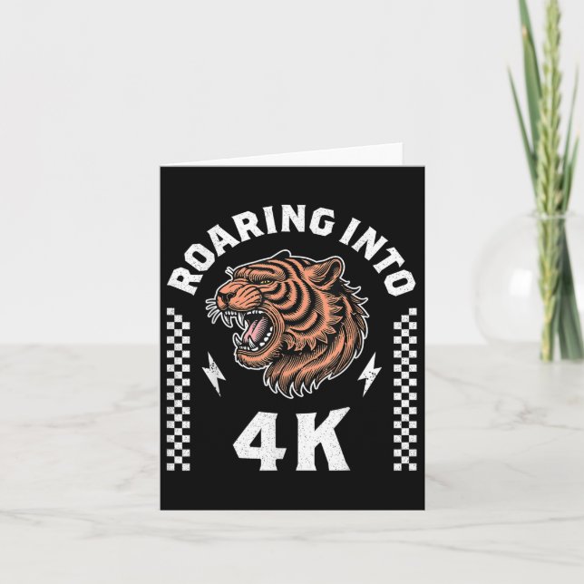Roaring Into 4k Tiger Back To School Kid Im Ready  Card (Front)