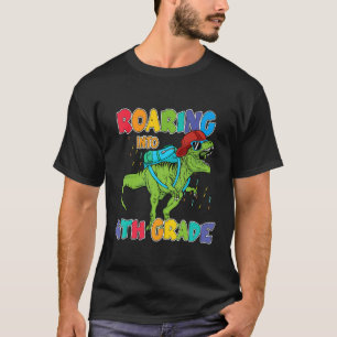 Roaring Into 4th Grade First Trex Dino First Day S T-Shirt