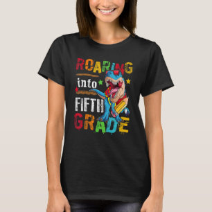 Roaring Into 5th Grade Dinosaur Boys Kids Back To T-Shirt