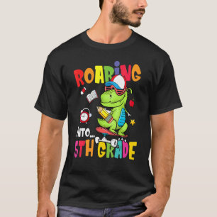 Roaring Into 5th Grade Dinosaur Boys Kids Back To T-Shirt
