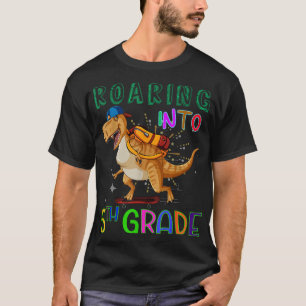 Roaring into 5th Grade Skating Dinosaur Back to Sc T-Shirt
