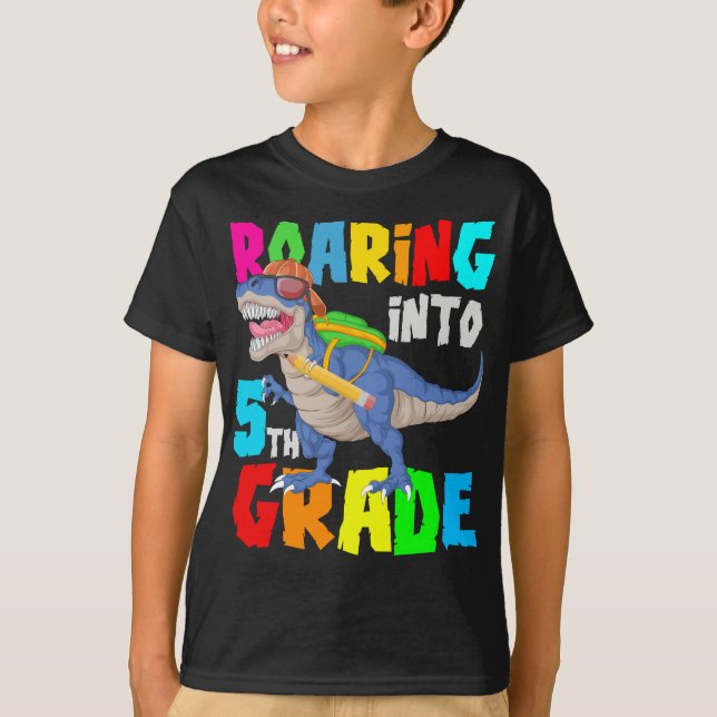 roaring into 5th grade T-Shirt (Front)