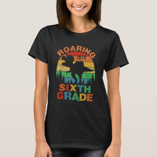 Roaring Into 6th Grade Dinosaur Rex Back to School T-Shirt
