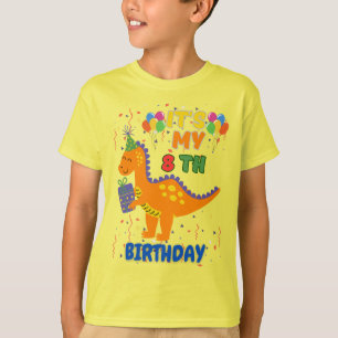 Roaring into 8: Fun Dinosaur Birthday T-Shirt for 