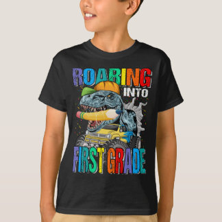 Roaring Into First Grade Monster Truck Dinosaur  T-Shirt