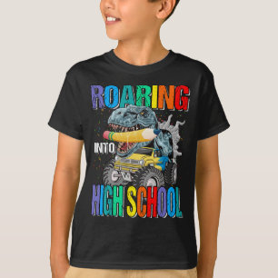 Roaring Into High School Monster Truck Dinosaur  T-Shirt