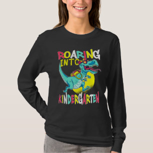 Roaring Into Kindergarten T Rex Dinosaur Back To S T-Shirt