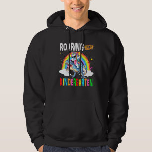 Roaring Into Kindergarten Unicorn Dabbing Riding D Hoodie