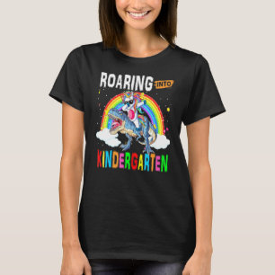 Roaring Into Kindergarten Unicorn Dabbing Riding D T-Shirt