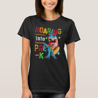 Roaring Into Pre K Dinosaur Boys Kids Back To Scho T-Shirt