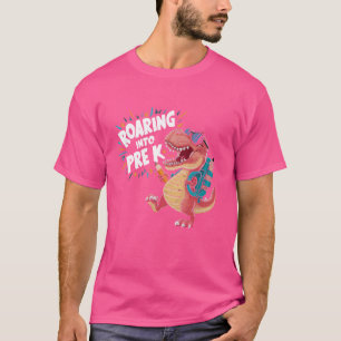 Roaring into Pre K Dinosaur Cute T-Rex Back to Sch T-Shirt