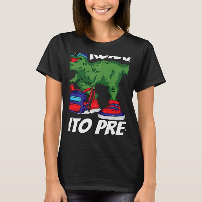 Roaring into Pre K Dinosaur Rex Back to School Kid T-Shirt (Front)