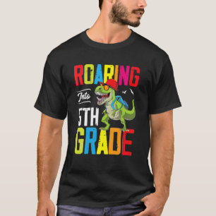 Roaring Into Preschool Dinosaur 5Th Grade Back To T-Shirt