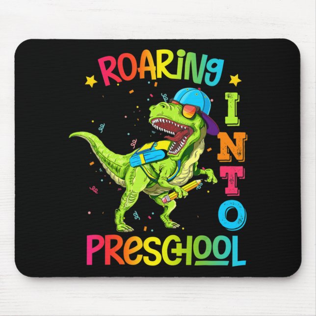 Roaring Into Preschool Dinosaur Teacher Pre K Back Mouse Pad (Front)