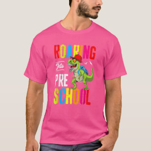 Roaring Into Preschool Dinosaur Teacher Pre K Back T-Shirt