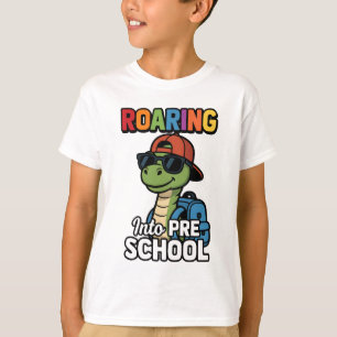 Roaring Into Preschool Funny Dinosaur Back to Scho T-Shirt