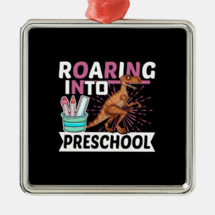 Roaring Into Preschool Metal Tree Decoration