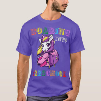 Roaring Into Preschool Unicorn Back to School Girl T-Shirt