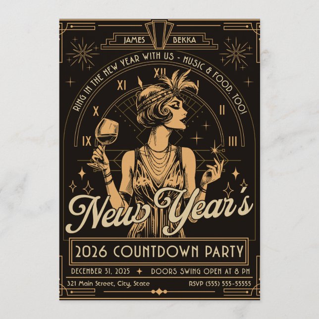 Roaring Into the New Year Invitation (Front)