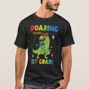 Roaring Intro 1st Grade Dinosaur Rex Boys Back To T-Shirt