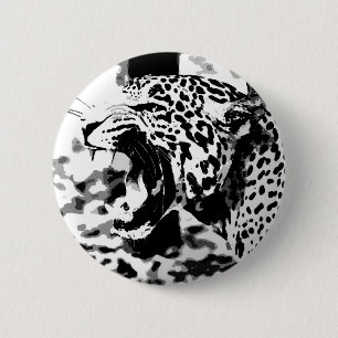 Roaring Jaguar 6 Cm Round Badge