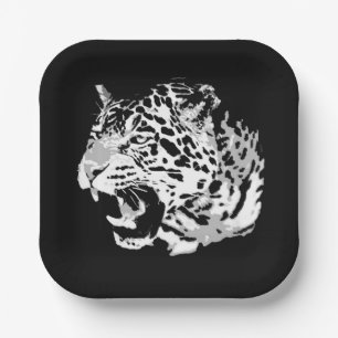 Roaring Jaguar Pop Art Paper Plate