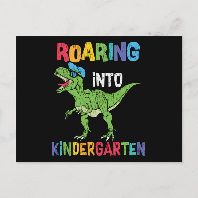 Roaring Kindergarten Back School T rex Dinosaur Postcard (Front)