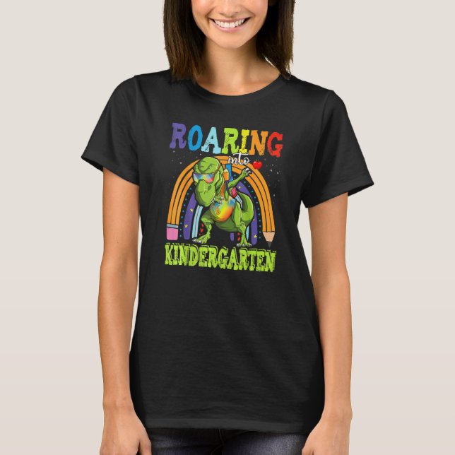 Roaring Kindergarten Dinosaur Rex Back To School T-Shirt (Front)