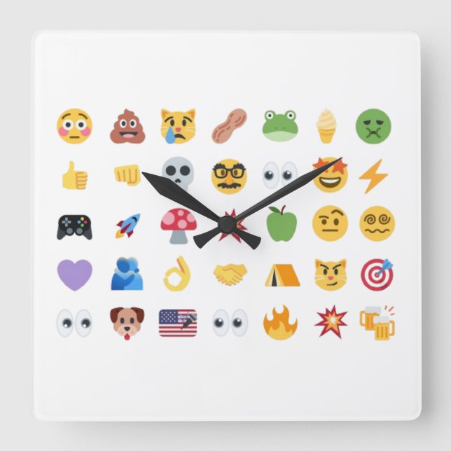 Roaring Kitty 35 Emoji Timeline GME MOASS DFV meme Square Wall Clock (Front)