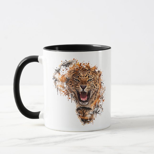 Roaring Leopard Wildlife  Mug (Left)