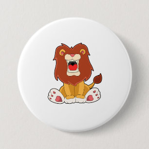 Roaring lion 7.5 cm round badge
