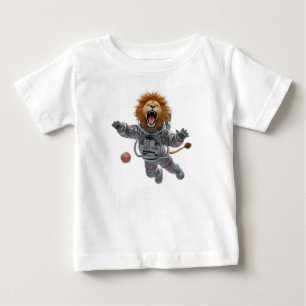 Roaring Lion Astronaut Floating in Space Suit Baby T-Shirt