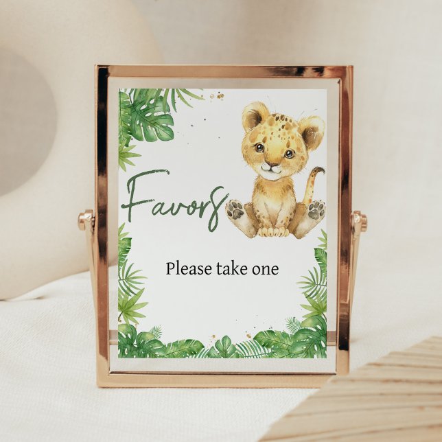Roaring Lion Baby Shower Favours Poster (Roaring with Excitement Lion Baby Shower Favors Sign)