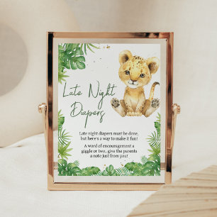 Roaring Lion Baby Shower Late Night Diapers Poster
