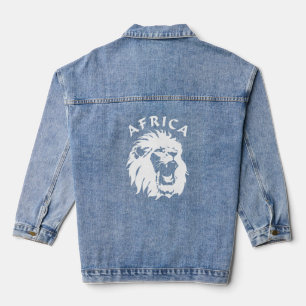 Roaring Lion Face   Africa Denim Jacket