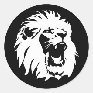 Roaring Lion Face Classic Round Sticker