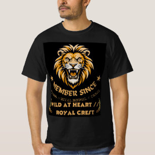 Roaring Lion Head Royal Crest Wild At Heart Est 19 T-Shirt