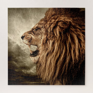 Roaring Lion: Majestic Vintage Art. Jigsaw Puzzle